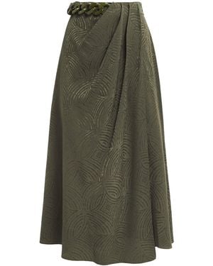 JOSEPH Silk Jacquard Tanger Skirt - Green