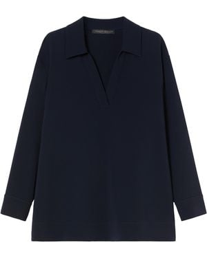 Marina Rinaldi V-Neck Zama Blouse - Blue