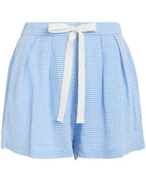 Eberjey Linen-Blend Gingham Pajama Shorts - Blue
