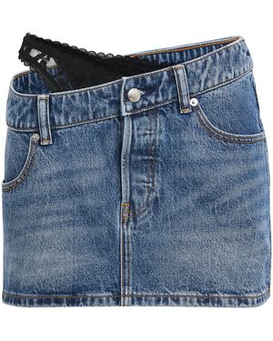 Alexander Wang Denim Asymmetric Thong Mini Skirt - Blue