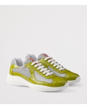 Prada Patent Leather-Blend America's Cup Trainers - Yellow