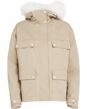 Yves Salomon Canvas Fur-Trim Parka Jacket - Natural