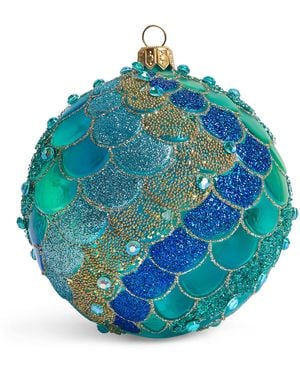 Harrods Glitter Fish-Scale Bauble - Blue
