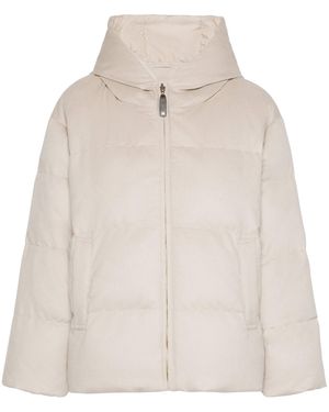 Max Mara Down-Wool Reversible Puffer Jacket - Natural