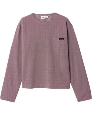 Miu Miu Cotton Jacquard T-Shirt - Purple