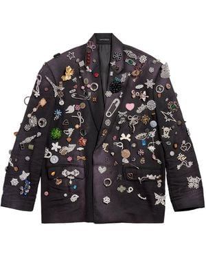 Balenciaga Wool Brooches Tailored Jacket - Black