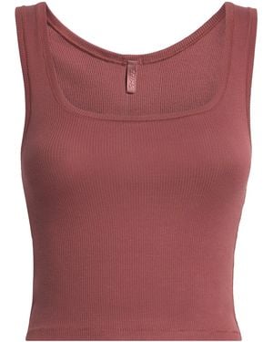 Skims Stretch-Cotton Rib Tank Top - Red