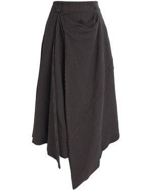 Studio Namnyak Cotton Asymmetric Split Midi Skirt - Grey