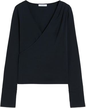 Max Mara Virgin Wool Wrap Top - Black