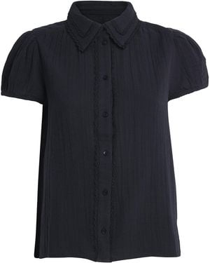 ME+EM Cotton Cheesecloth Blouse - Black