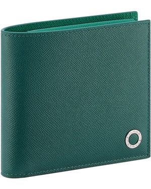 BVLGARI Leather Compact Wallet - Green