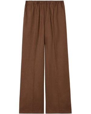 Marina Rinaldi Linen Wide-Leg Pants - Brown