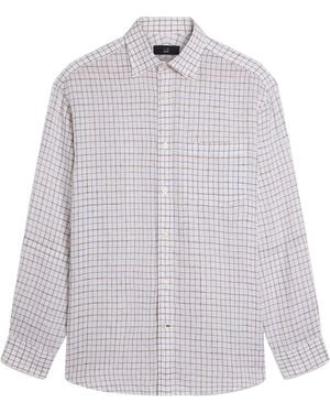 dunhill Linen Tattersall Check Shirt - White