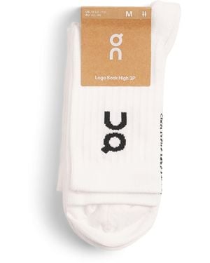 On Shoes Cott-Blend Logo High Socks - White