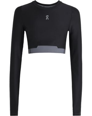 On Shoes Train Cropped Lg-Sleeve Top - Black