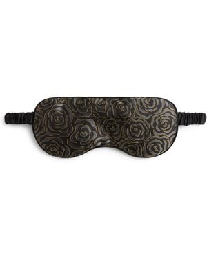 Derek Rose Silk London Toile Eye Mask - Black