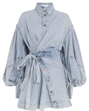 Zimmermann Denim Rebellion Wrap Mini Dress - Blue