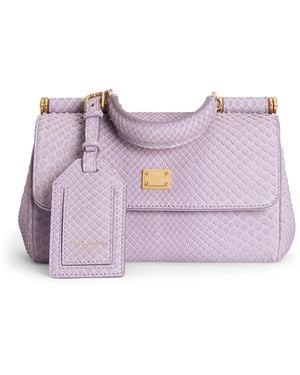 Dolce & Gabbana Mini Python Leather My Sicily Top-Handle Bag - Purple