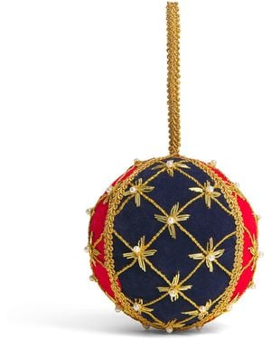 Harrods Velvet Embroidered-Star Bauble - Blue