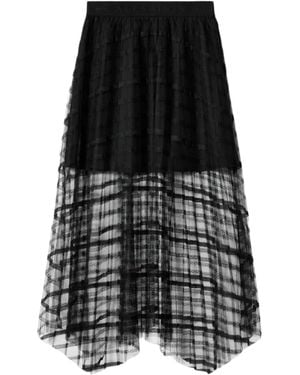 AllSaints Sheer Overlay Celia Midi Skirt - Black