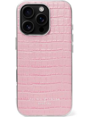 Aspinal of London Croc-Embossed Leather Iphone 16 Pro Case - Pink