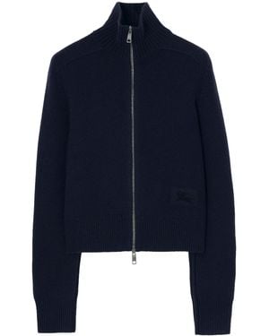 Burberry Cashmere-Blend Zip-Up Jacket - Blue