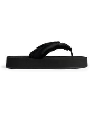Balenciaga Fringed Jet Lag Flip Flops - Black