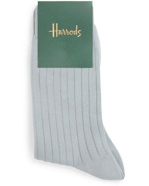 Harrods Cotton-Blend Ribbed Socks - Green