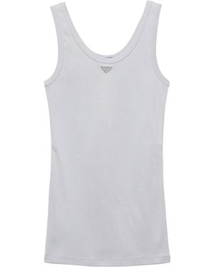 Prada Cotton Ribbed Tank Top - White