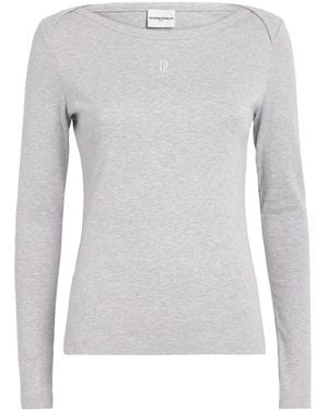 Claudie Pierlot Cotton Long-Sleeve T-Shirt - Gray