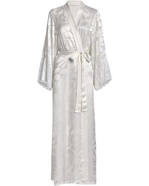 Bocan Lace-Trim Charlotte Long Robe - White