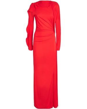 Victoria Beckham Jersey Draped Gown - Red