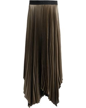 AllSaints Lerin Metallic Pleated Midi Skirt - Brown