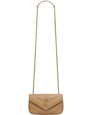 Saint Laurent Mini Leather Loulou Shoulder Bag - Orange