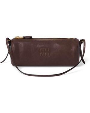 Miu Miu Leather Logo Pouch - Brown