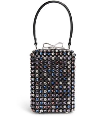 Self-Portrait Mini Crystal-Embellished Top-Handle Bag - Black