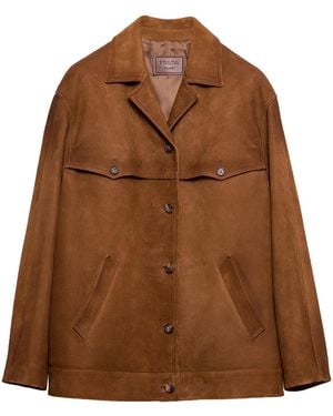 Prada Lambskin Suede Jacket - Brown