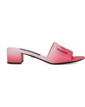 Dolce & Gabbana Leather Dg Heeled Mules - Pink