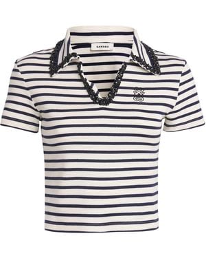 Sandro Striped Polo Top - White