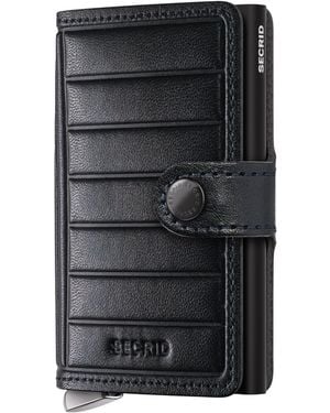 Secrid Leather Embossed Lines Miniwallet - Black