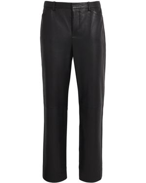 Vince Leather Straight-Leg Trousers - Black