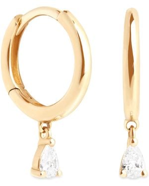 Astrid & Miyu And Diamond Pear Huggie Hoops - Metallic