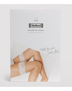 Wolford Nude 8 Lace Stay-Up Stockings - White