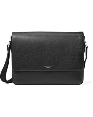 Aspinal of London Leather Postman Messenger Bag - Black