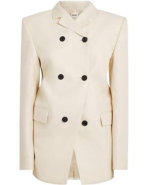 KHAITE Wool-Silk Rolo Blazer - Natural