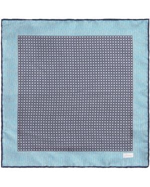 Brioni Silk Printed Pocket Square - Blue