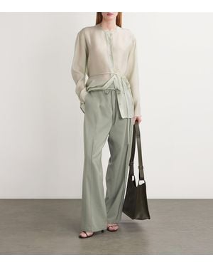 LE17SEPTEMBRE Pleated Wide-Leg Tailored Pants - Gray