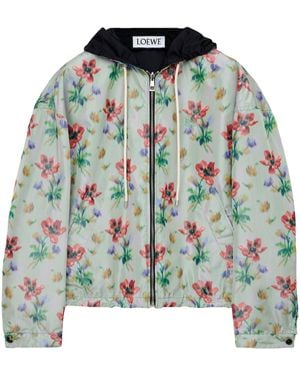 Loewe Silk Nylon Reversible Hooded Jacket - Green