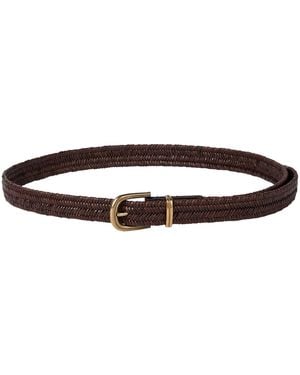 Brunello Cucinelli Leather-Blend Braided Belt - Brown