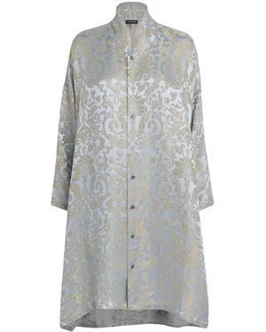 Eskandar Jacquard Wide A-Line Shirt - Gray